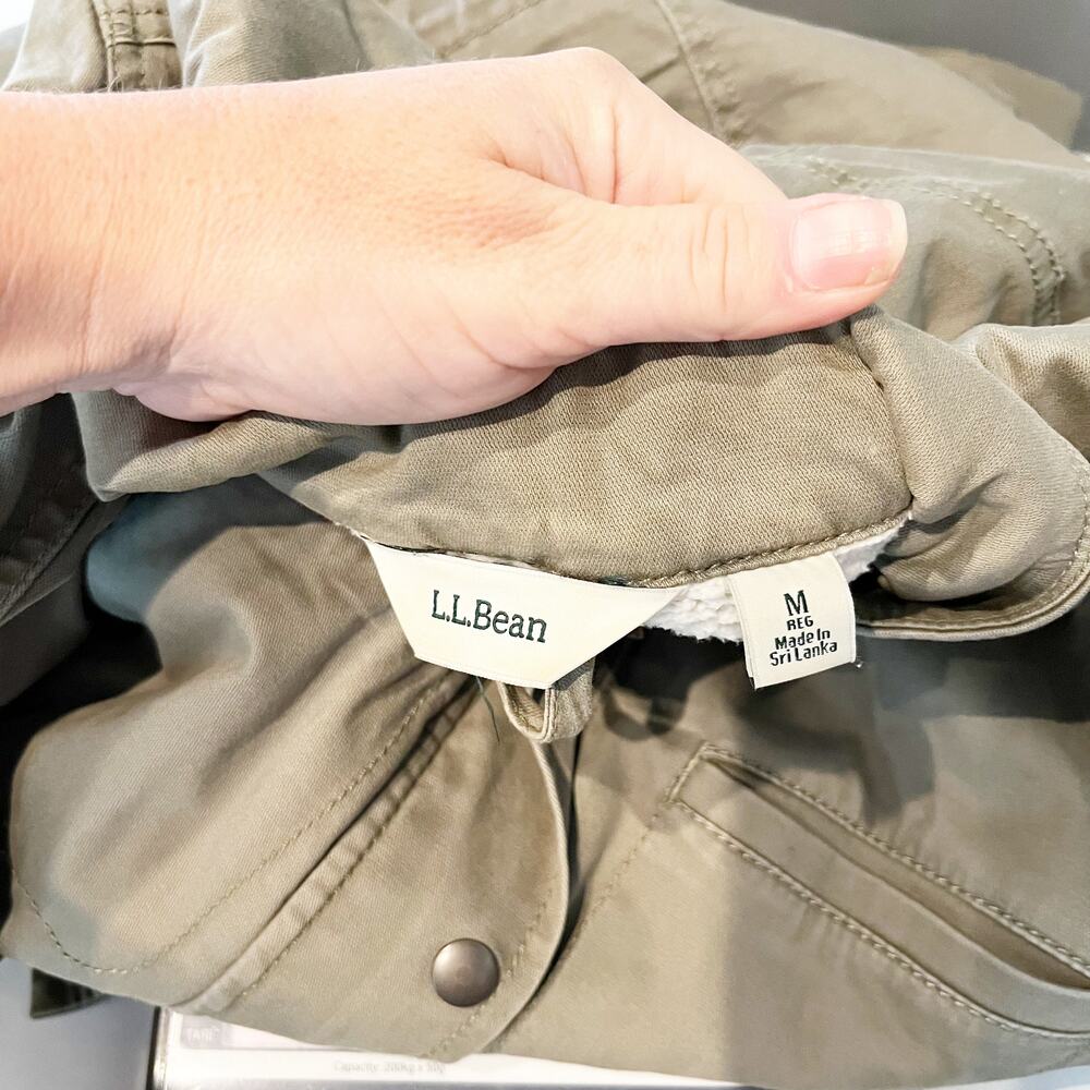 L.L. Bean Sherpa Lined Field Utility Anorak Jacket Dusty Olive Green Medium - Picture 3 of 6